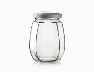 Glass. Empty glass jar over white background