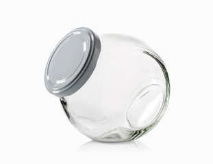 Glass. Empty glass jar over white background