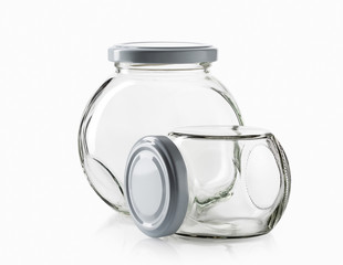 Glass. Empty glass jar over white background