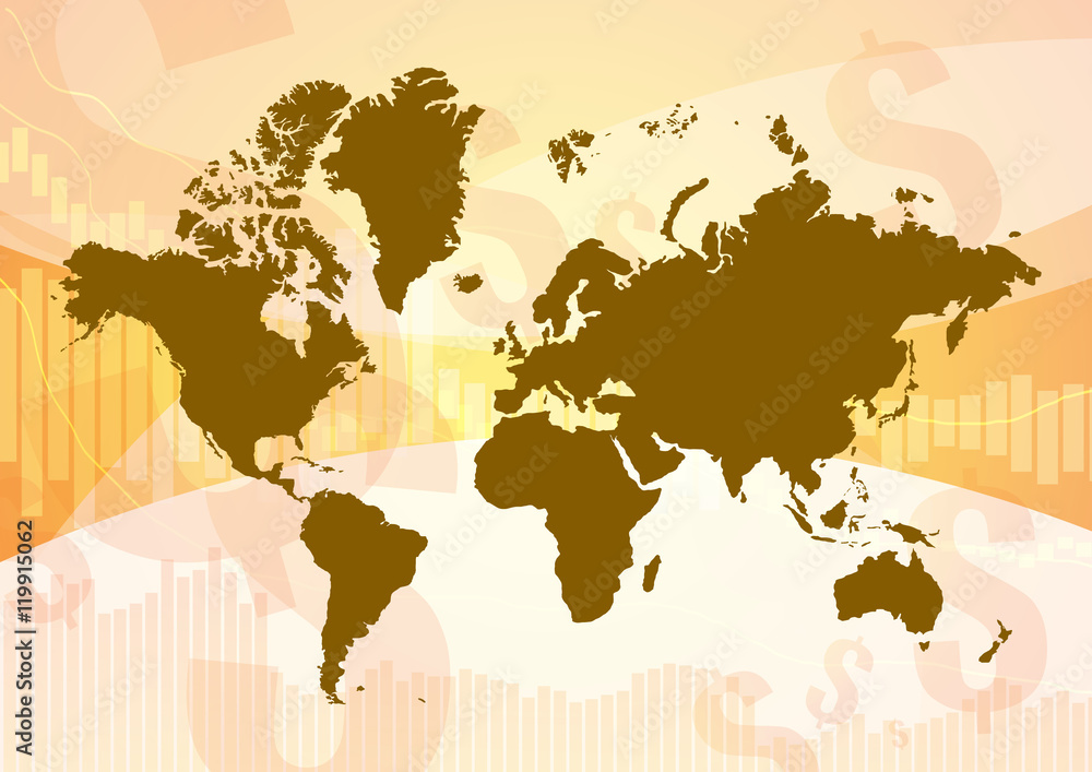 Poster vector : world map on business graph