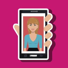 cellphone woman find hand vector illustration graphic
