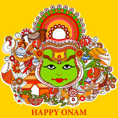 Happy Onam  holiday for South India festival background