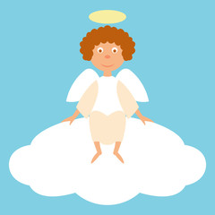 red angel on a cloud vector illustration