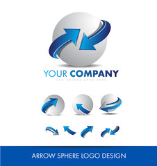 Sphere 3d arrow logo icon design set