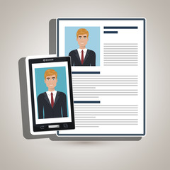 Fototapeta premium man smartphone find person cv vector illustration graphic