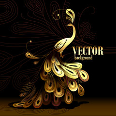 Background. Gold peacock.