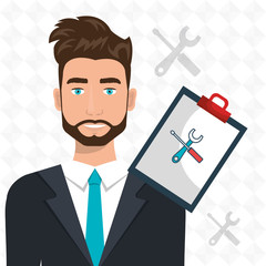 man clipboard tool app vector illustration eps 10