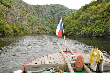 The bridge of the boat on the Vltava river