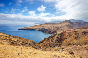 Fototapeta na wymiar Cliffs at Ponta de Sao Lourenco. Cape is the most eastern point of Madeira island