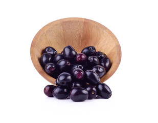 Jambolan plum or Java plum on white background.