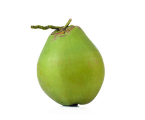 Green coconut fruit isolated on white background.