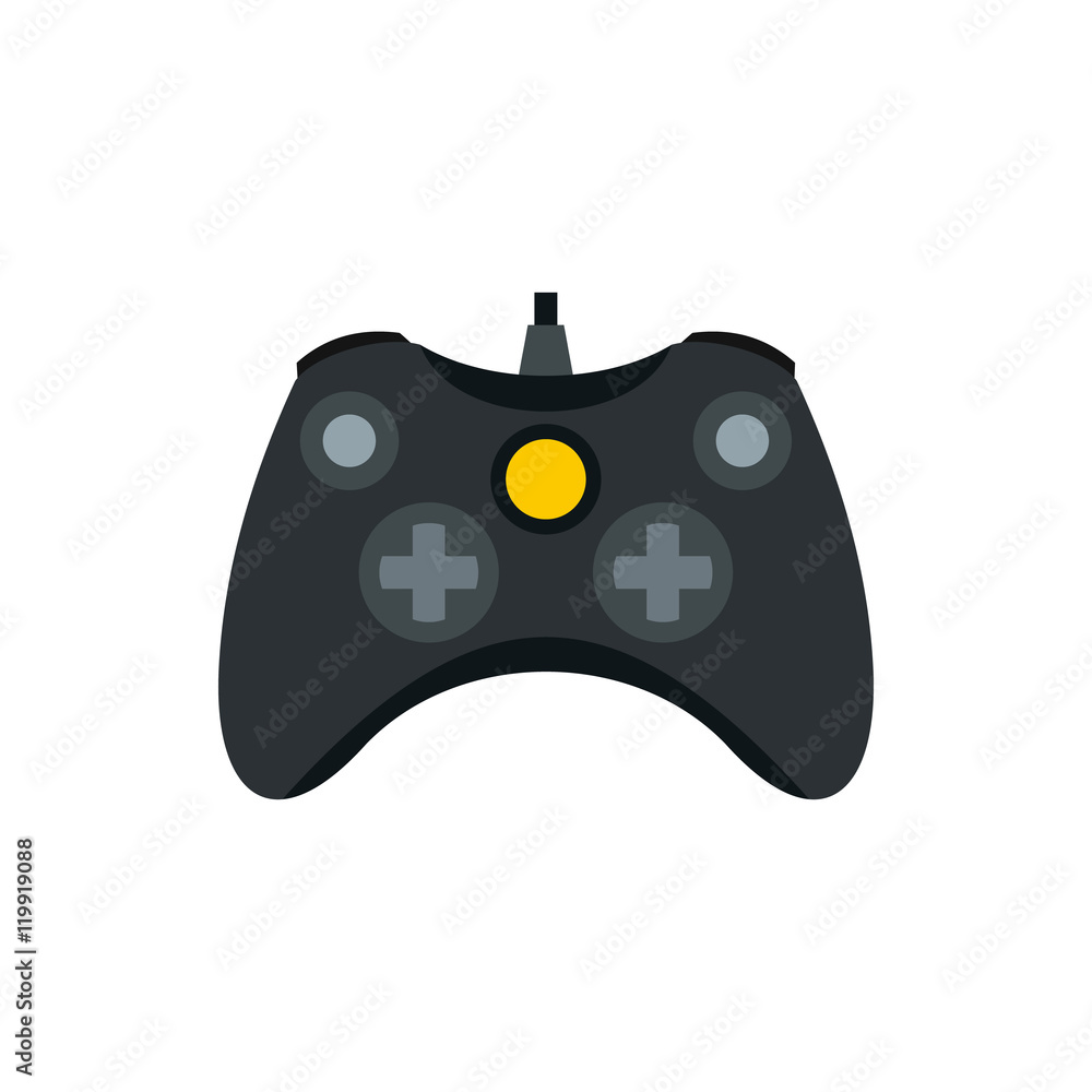 Poster joystick for playing games icon in flat style isolated on white background. play symbol vector illus