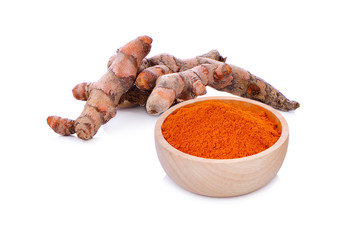 Fresh turmeric isolated on white background