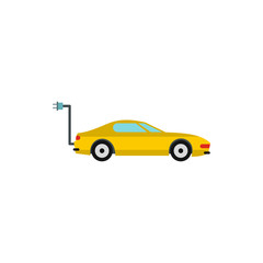 Electro car icon in flat style isolated on white background. Innovation symbol vector illustration