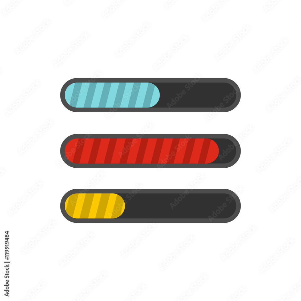 Poster sign horizontal columns load icon in flat style isolated on white background. loading symbol vector 