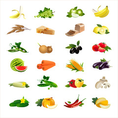 24 food icons set. Vector