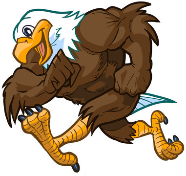 Vector Cartoon Bald Eagle Mascot Running