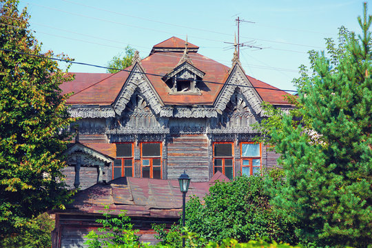 vintage Russian wooden house