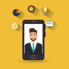 man idea gear symbol smartphone vector illustration eps 10