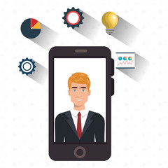 man idea gear symbol smartphone vector illustration eps 10