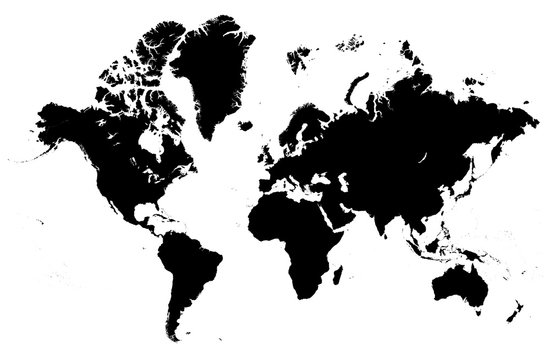 Detailed map of the world vector silhouette