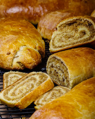 Fresh baked holiday nut rolls