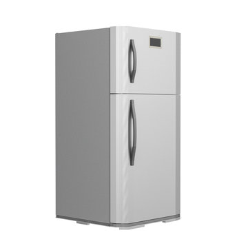 grey fridge isolated on white