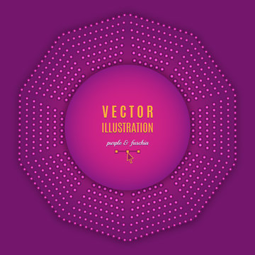 Purple fuschia violet abstract background. Geometric shapes, Decagon design, Abstract light halftone. Text place, all the elements are isolated and can be easily edited, Vector illustration