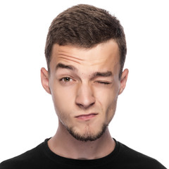 Obraz premium Man with his eyes crossed.