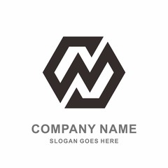 Fototapeta premium Monogram Letter N Geometric Hexagon Line Vector Logo Design Template