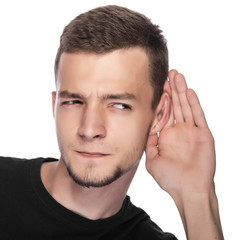 Fototapeta premium Young man listening the conversation.