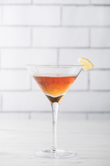 Fresh home made Manhattan cocktails with garnish