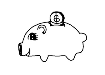 piggy bank with dollar sign and coins idea for business concept on white background