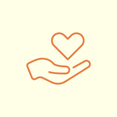 heart in hand line icon