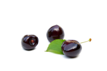 Sweet ripe cherries isolated on white background