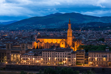 Fototapeta na wymiar Basilica of Santa Croce in night illumination