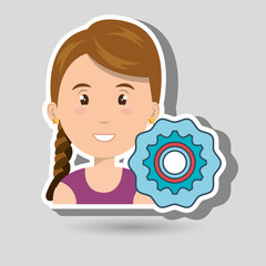 woman gear wheel teamwork vector illustration eps 10