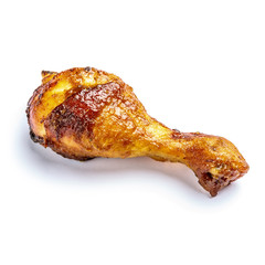 roasted chicken on white background