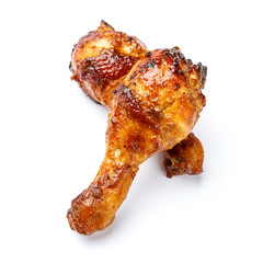 roasted chicken on white background