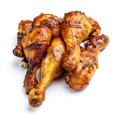 roasted chicken on white background