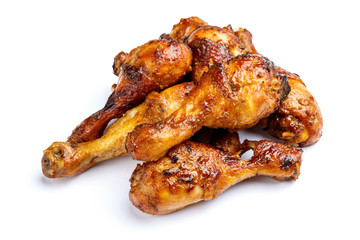 roasted chicken on white background