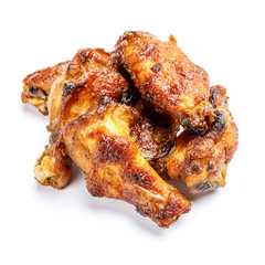 roasted chicken on white background