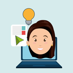 woman laptop document idea vector illustration eps 10