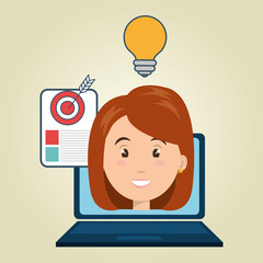 woman laptop document idea vector illustration eps 10