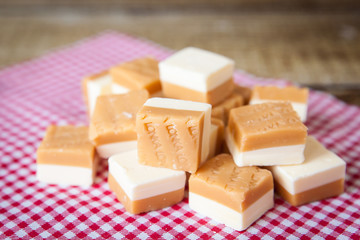 Tasty milk and caramel butterscotch