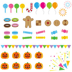 ハロウィン　パーティ　アイコン　カラフル