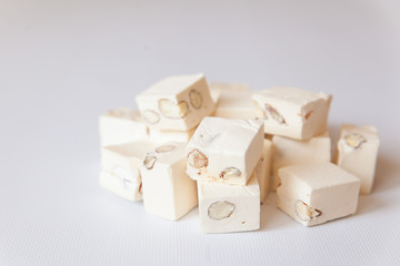 White nougat with almonds