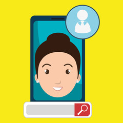 woman online search app vector illustration eps 10