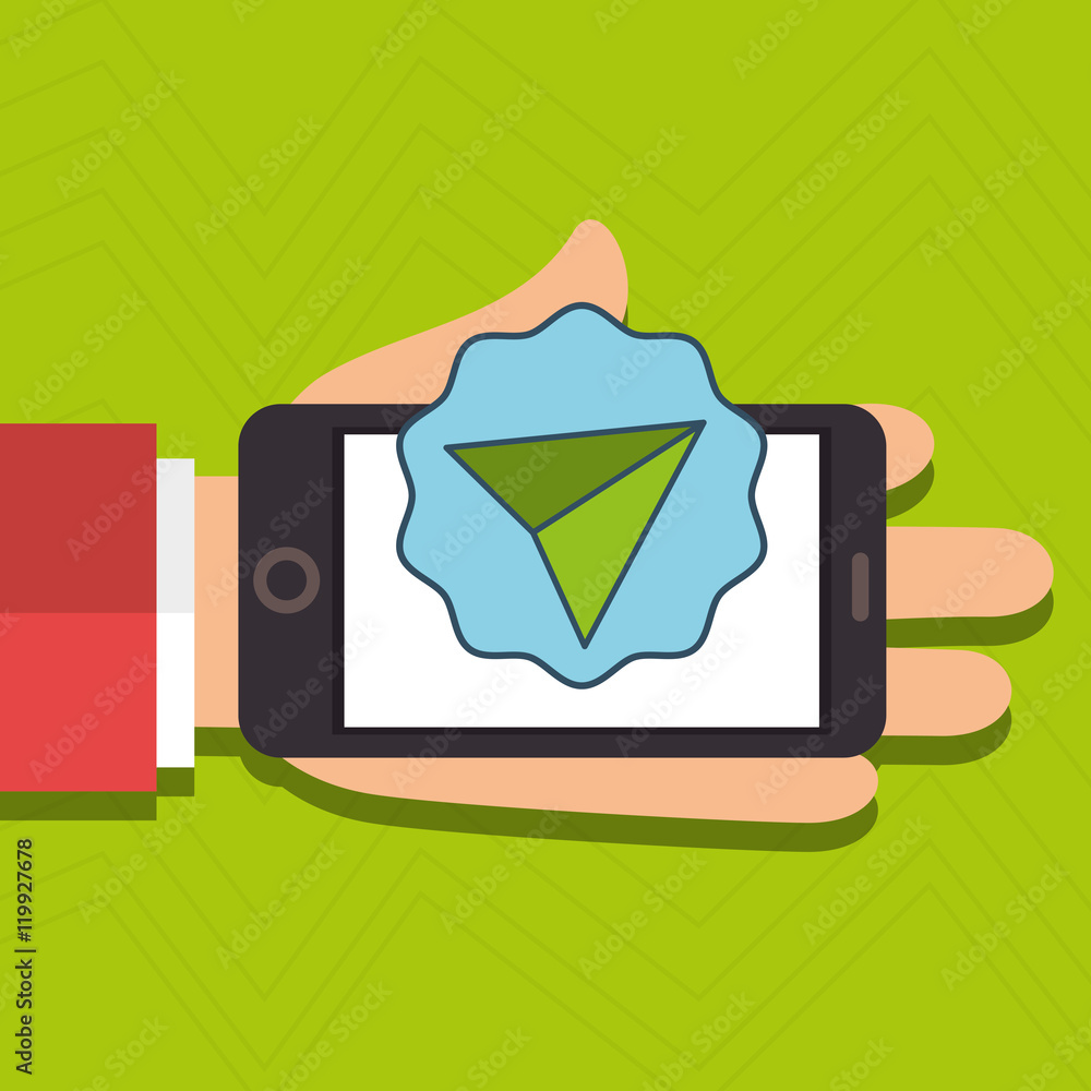 Poster hand cellphone cursor pointer vector illustration eps 10