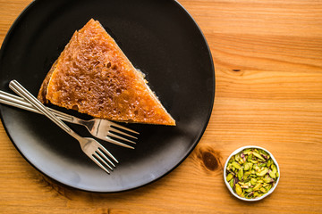 Turkish Traditional Dessert Ekmek Kadayifi / Bread Pudding